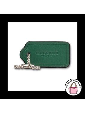 1.5" Small COACH NEW YORK Green Pebbled Leather Fob Bag Charm Keychain Hang Tag